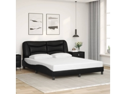 Vidaxl Estrutura De Cama Sem Colchão Hvar 160x200 Cm Couro Artificial Preto