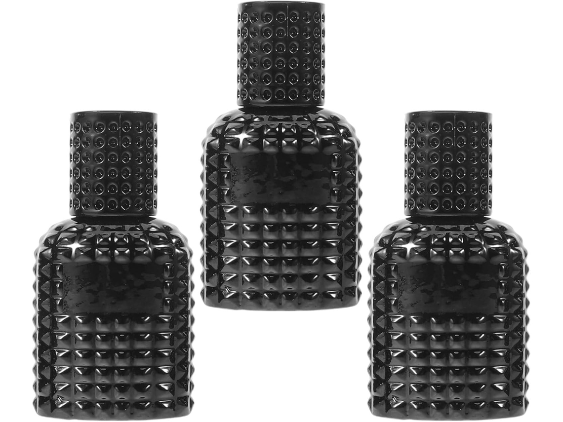 Conjunto de 3 frascos de vidro para perfume com spray.