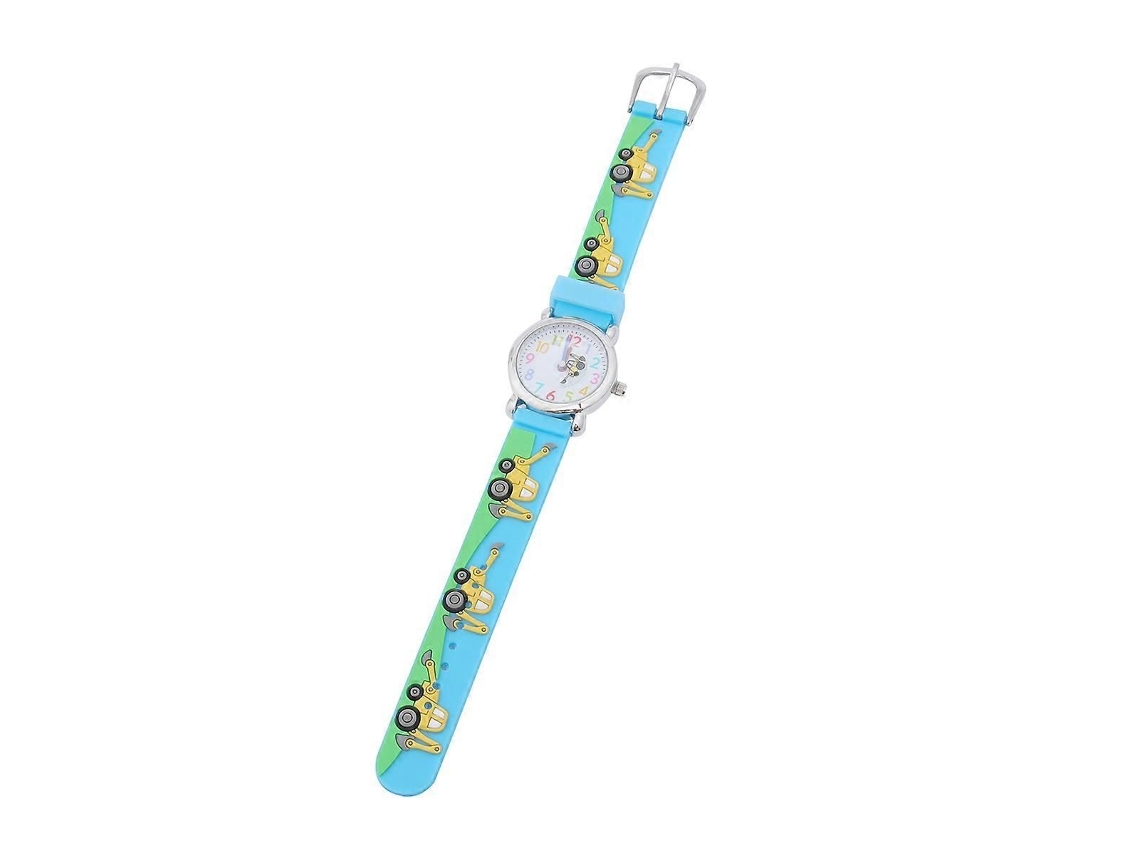 Relógio Infantil À Prova D'água Com Desenho Criativo De Veículo Engenharia, Azul, Pacote 1 Unidade.