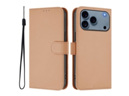 Capa De Couro Sintético Para Iphone 17 Pro Max - Toque Suave - Cor Sólida - Com Cordão