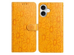 Capa De Couro Para Iphone 17 Com Relevo De Margaridas