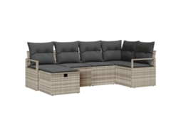 Conjunto 6 Sofá De Jardim Vidaxl Cinzento-claro Vime Pe (232 X 122 X 85 Cm)