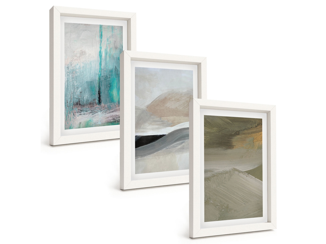 Composição De Quadros Decorações Abstratas Pintadas Espelharte (3 Peças 20x30 Cm)