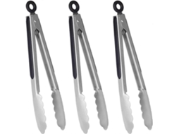 Conjunto de 3 Pinças de Churrasco de Cozinha 9 Polegadas Prata