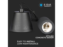 Candeeiro de Teto Pendente E27 Cimento Preto