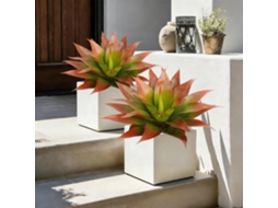 Conjunto Vitalismo Com 2 Plantas Artificiais Realistas Para Uso Interno E Externo, 65 Cm De Largura, Perenes E