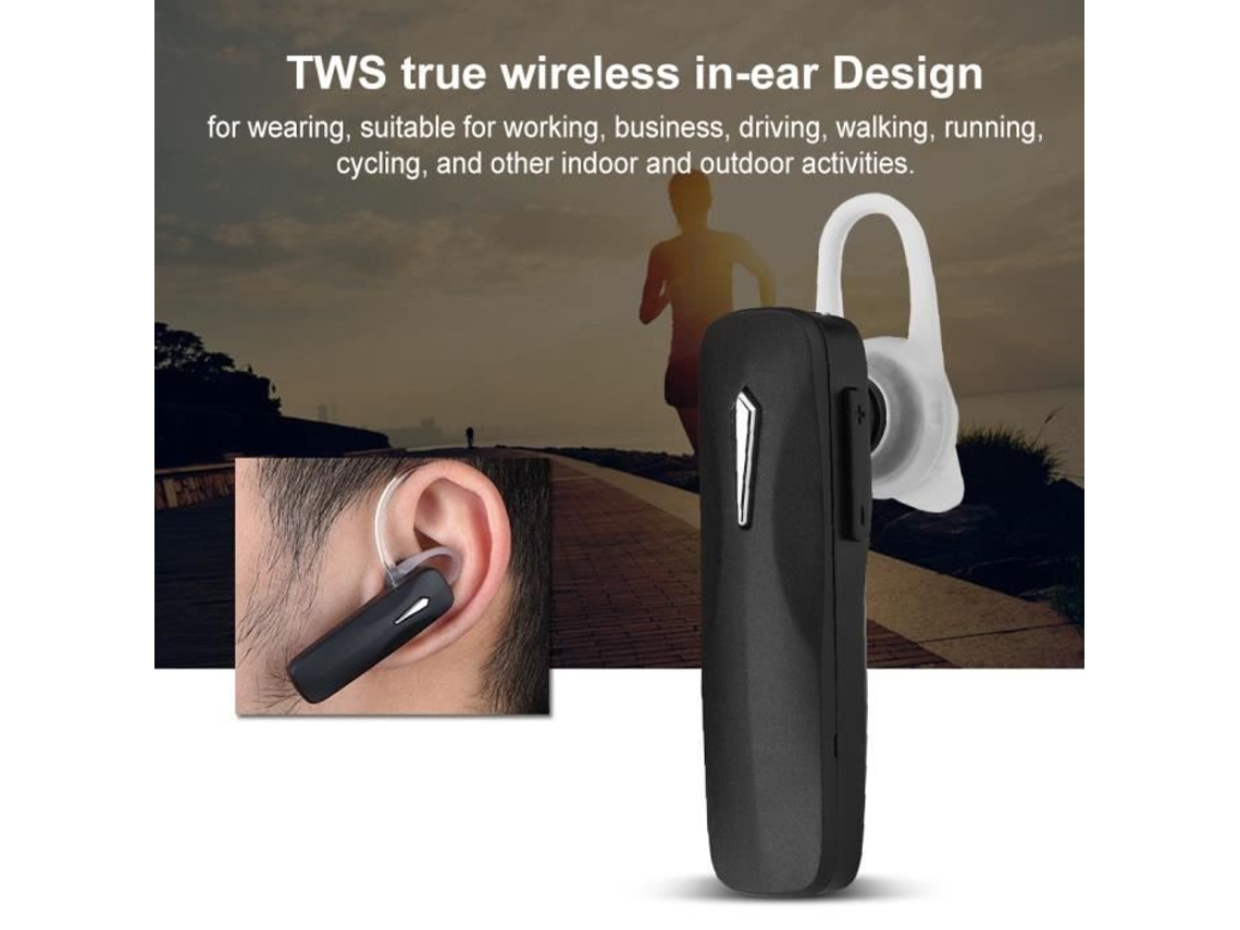 HURRISE Fone de Ouvido Esportivo Portátil Empresarial Tws Bluetooth True Sem Fio com Gancho Intra-Auricular Fone de Ouvido Preto