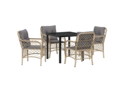 Conjunto 5 Conjunto De Jantar Para Jardim Vidaxl Bege Vime Pe (80 X 80 X 73 Cm)