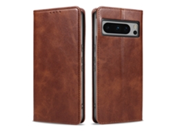 Capa Flip Para Celular Em Couro Com Estampa De Pele De Bezerro.marrom - Pixel 8