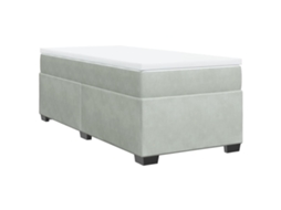 Cama com Molas/colchão 100x200 Cm Veludo Cinza claro MAISON EXCLUSIVE