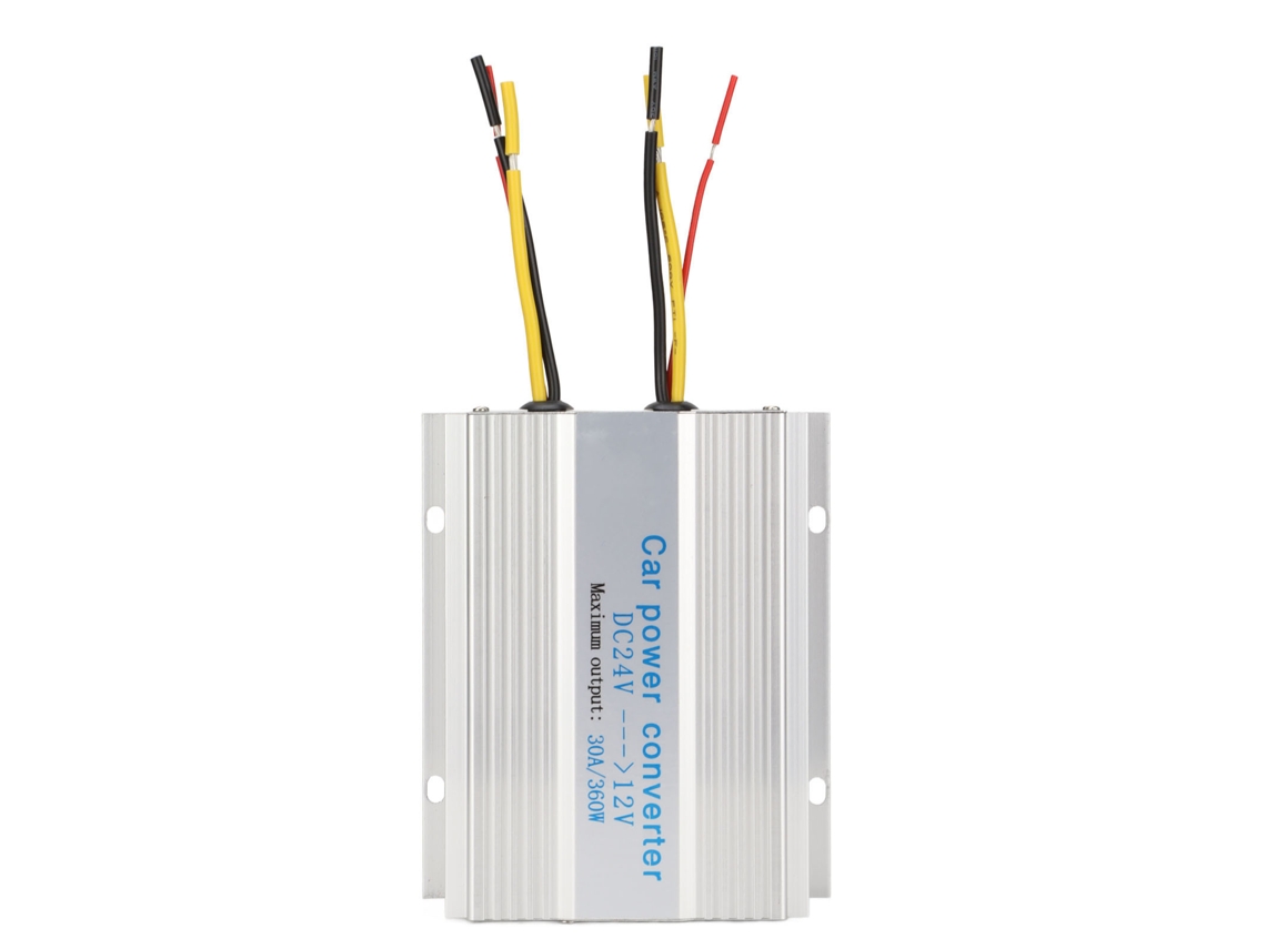 Mali inversor de Energia para Carro 30a/360w com Casca de Liga de Alumínio Dc24v para 12v com Proteções Múltiplas e Sistema Lcd