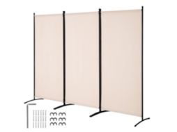 Biombo Divisor Dobrável De Ambientes Com 3 Painéis 260 X 184 X 52 Cm Bege Vevor
