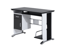 Mesa Para Computador Com Gaveta Armário E Suporte Para Cpu Secretária Para Escritório 100x52x75cm Preto E Branco