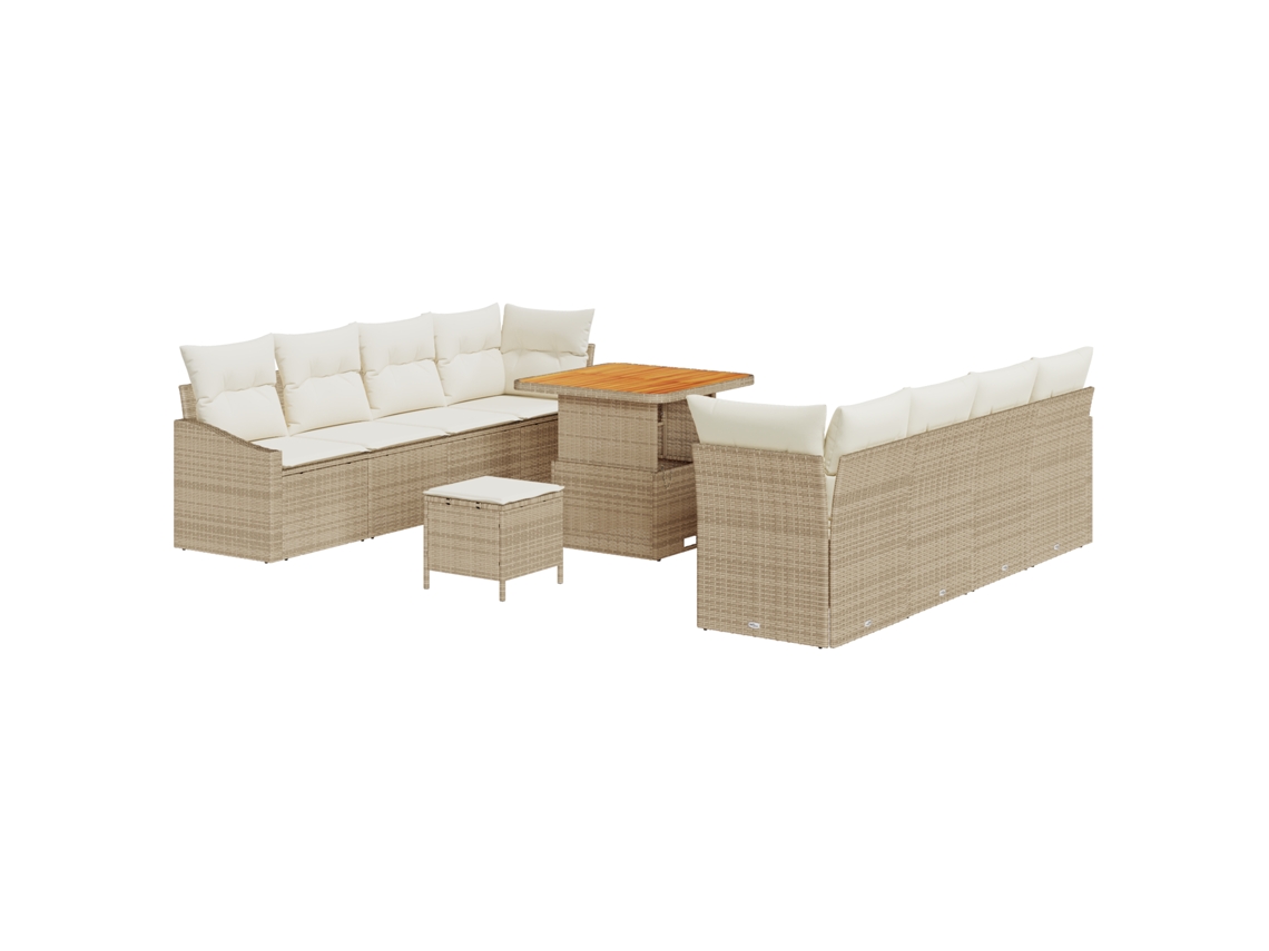 Conjunto 11 Conjunto De Sofá De Jardim Vidaxl Bege Vime Pe (80 X 80 X 71 Cm)
