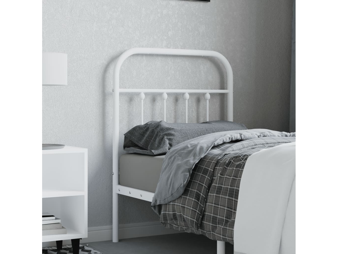 Vidaxl Cabeceira De Substituição 75 Cm Metal Branco