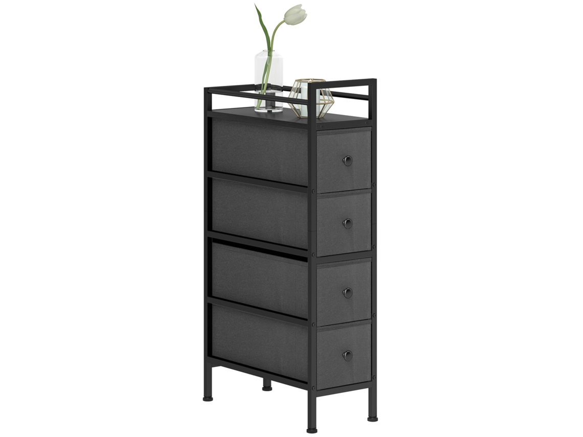 Cômoda com 4 Gavetas de Tecido Não Tecido, estrutura de Aço, 20cmx43cmx81,5cm, preto BTFORUS