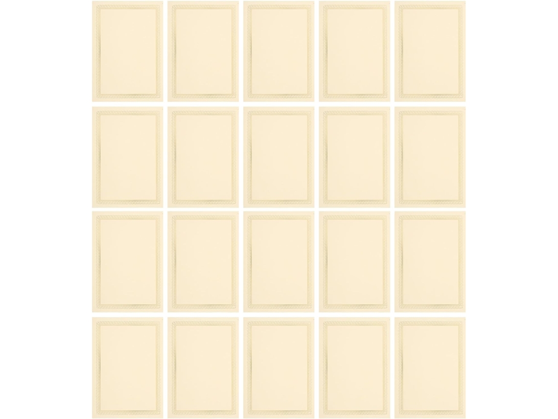 Pacote Com 20 Folhas De Papel Para Certificados De Formatura (29, 9 X 21 Cm), Borda Dourada