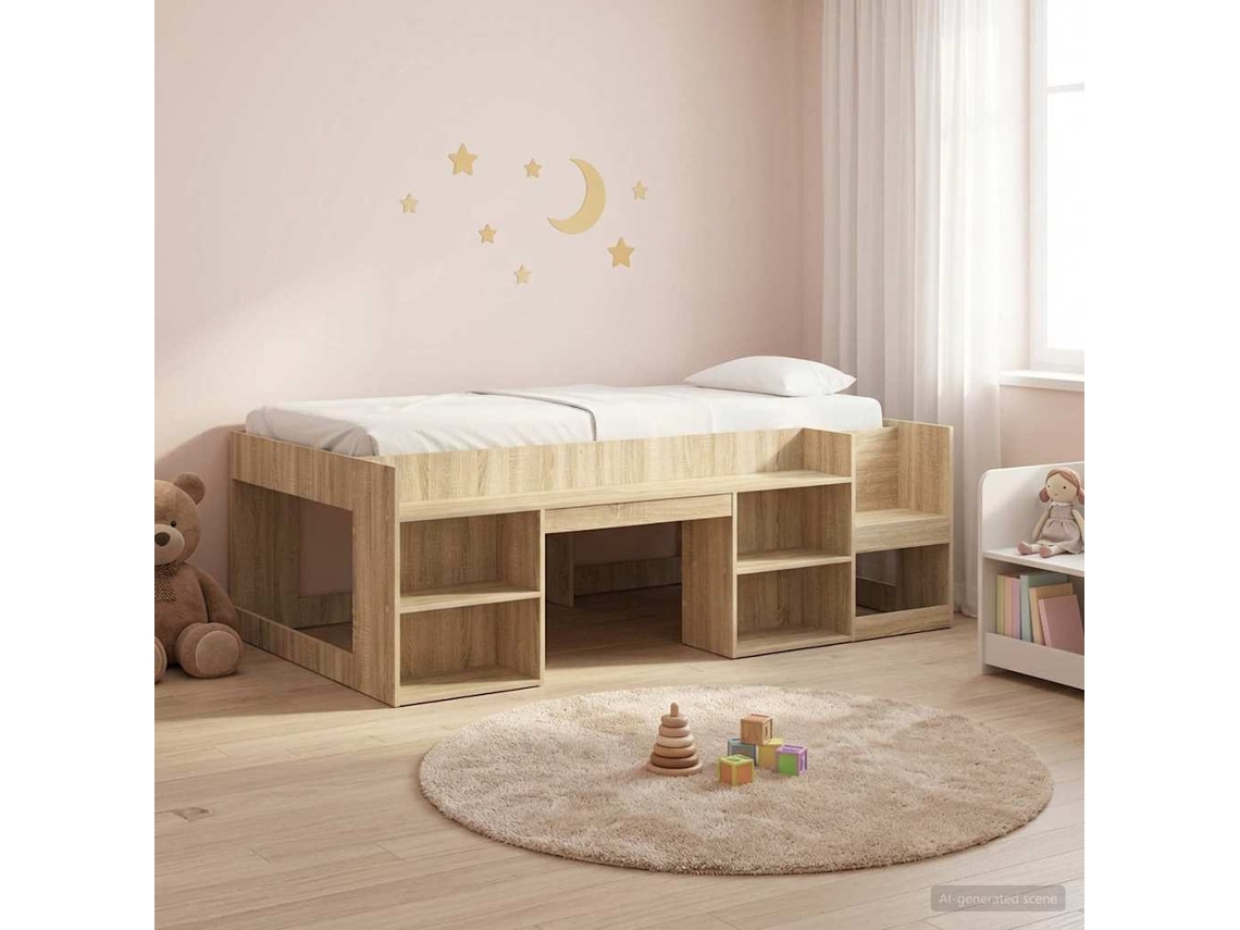 Vidaxl Estrutura De Cama Infantil Com Armazenamento Carvalho Sonoma