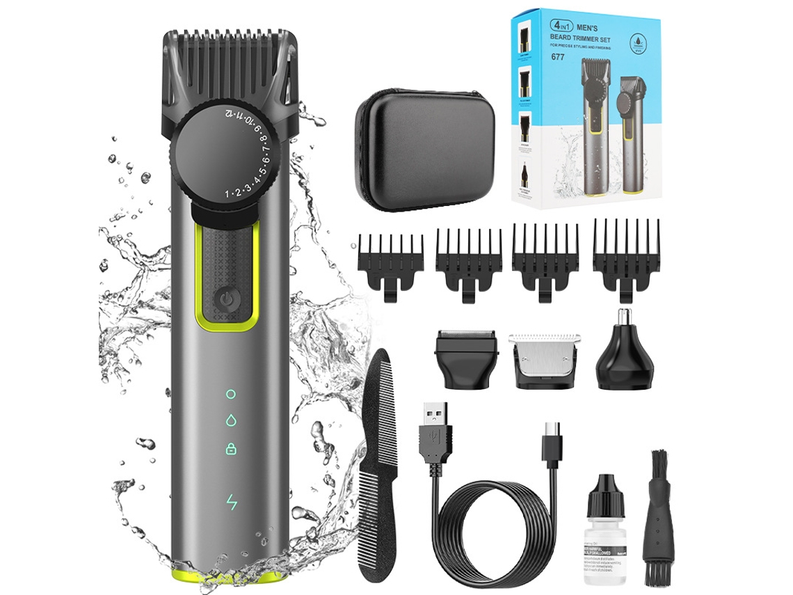 4 em 1 Máquina Cortar Cabelo Recarregavel6 JL-EIGHT 677Cinza