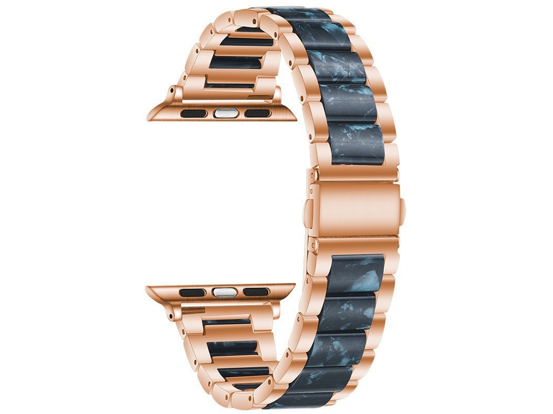 Pulseira de resina e elos metálicos compatíveis com Apple Watch, Huawei GT6, Xiaomi Mi Band 10 Pro e Redmi iWatch, NAS.