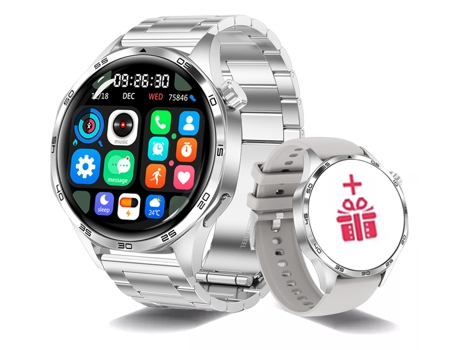 Smartwatch Timovo® Relógio Inteligente Masculino 4 Pro Versão Amoled Tela Hd Bluetooth Chamada Gps Nfc Prata