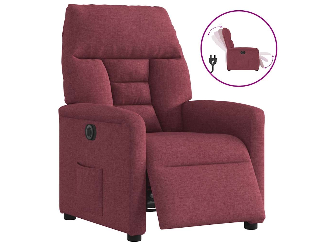 Vidaxl Poltrona Elétrica Reclinável Tecido Vermelho Tinto