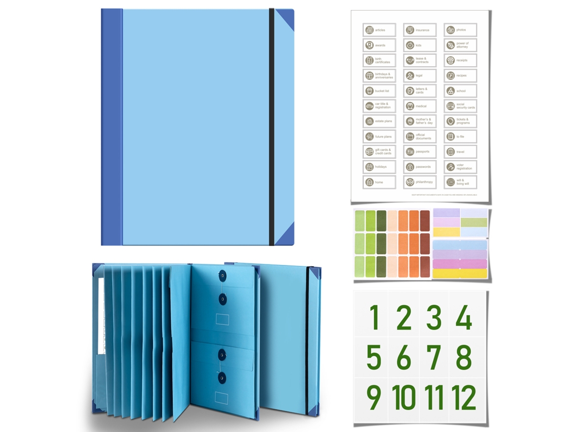Incase I Go Missing Binder Manila Pocket Folder Accordion Document Organizer A4 Blue With 1-sticky Note