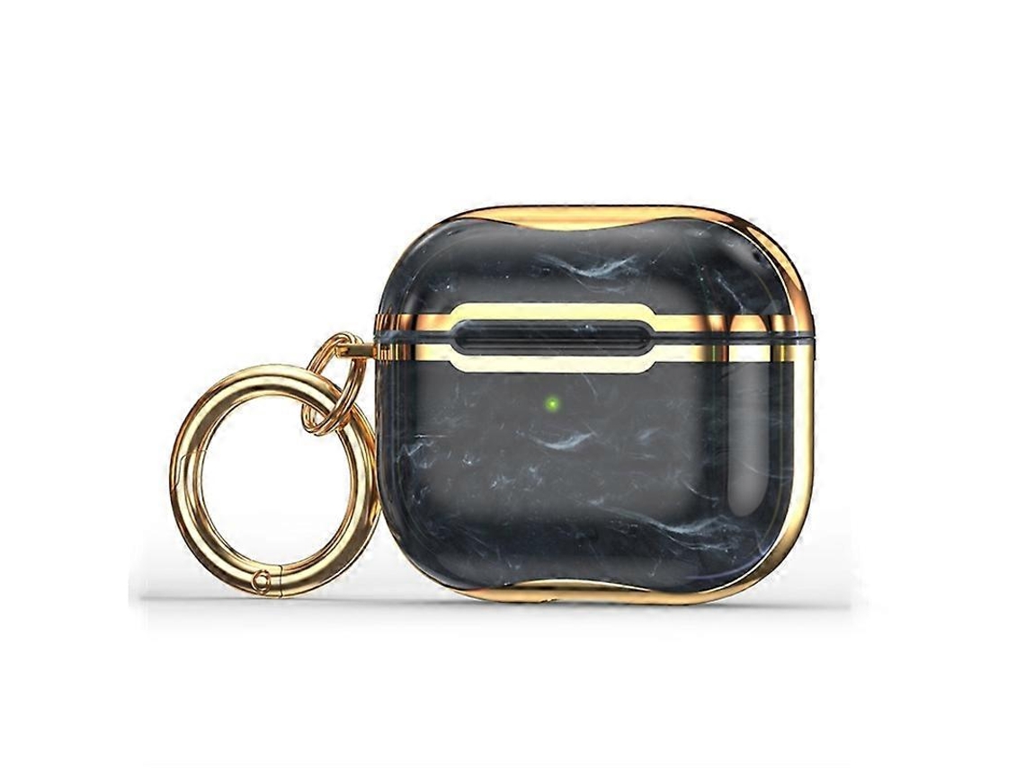 Capa protetora para fones de ouvido AirPods 3 com moldagem eletrodepositada em textura de mármore e gancho integrado. GIECY