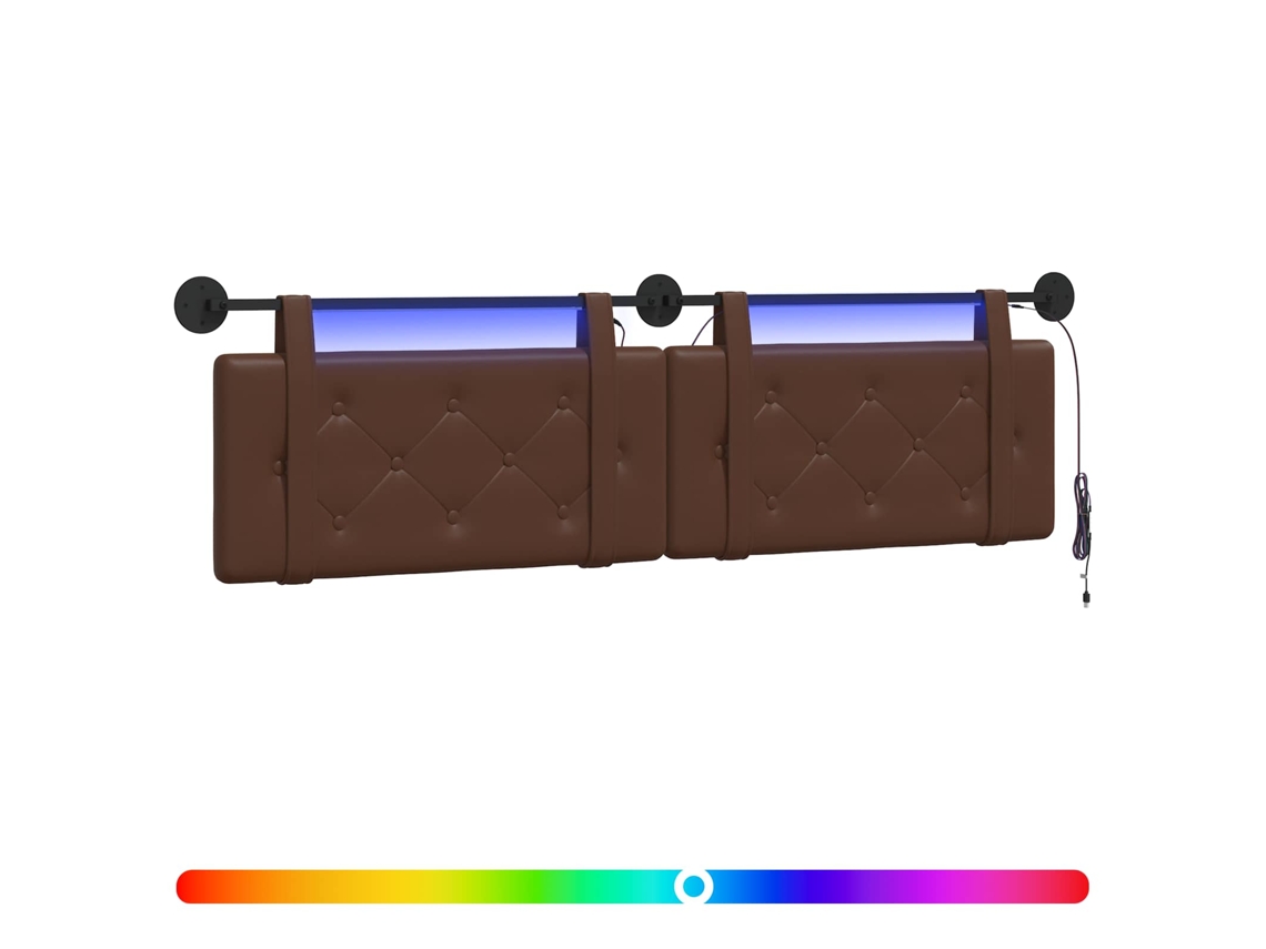 Conjunto 1 Cabeceira Vidaxl Castanho Couro Sintético (190 X 55 X 5 Cm)