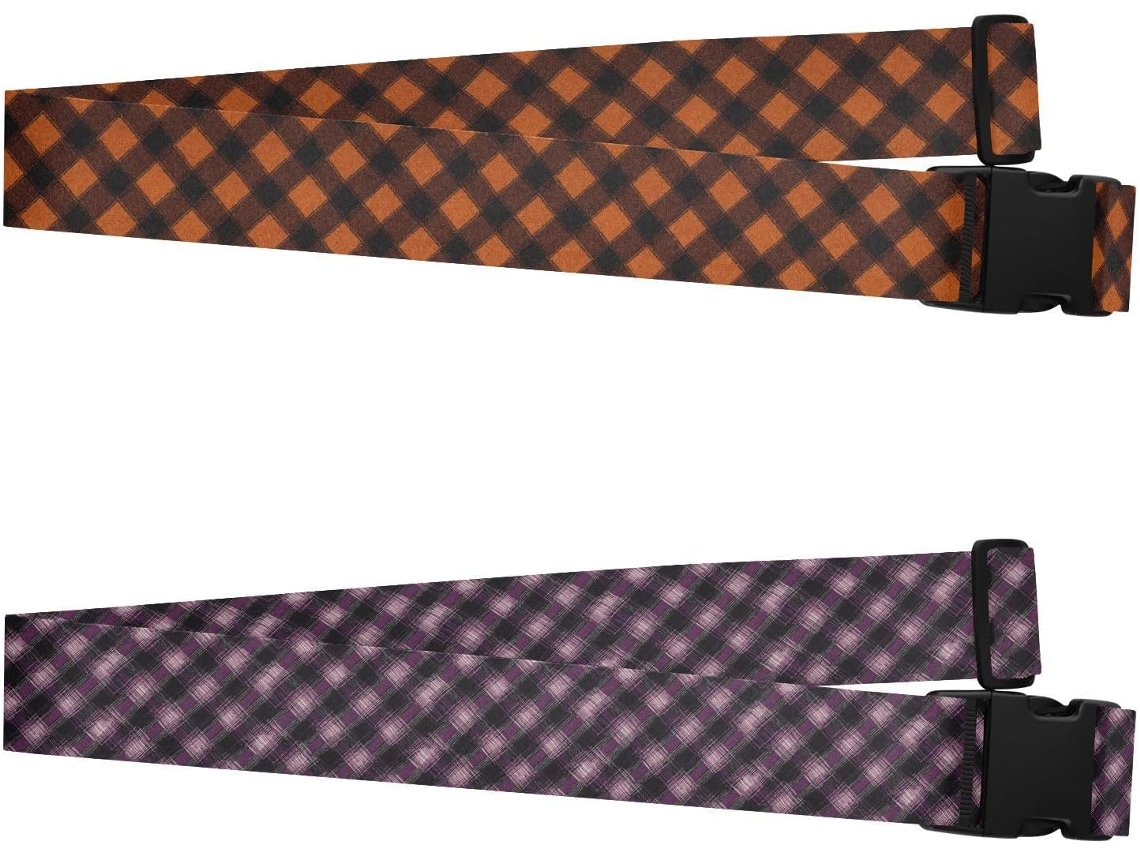 Conjunto De 2 Cintas Bagagem Ajustáveis Em Laranja Escuro Com Padrão Diamante, Para Homens E Mulheres, Ideais Para