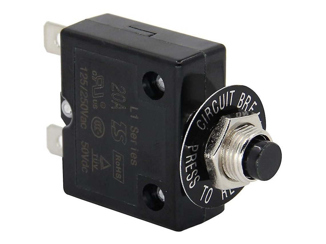 Interruptor De Botão Pressão 125, 250v Ac 50v Dc 25a, Protetor De Sobrecarga Térmica, Disjuntor Térmico L1 Com Rearme Manual, Preto