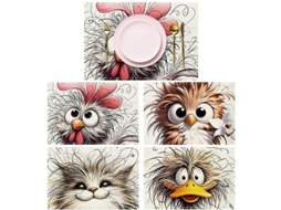 Conjunto De Placemats De Animais - Conjunto De 4 - Lava E Usa - Anti-slip - Linho - 45 X 30 Cm - Impressão Digital Hd - Placemats