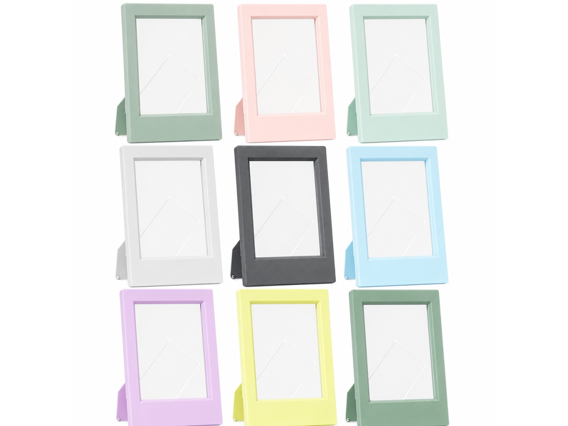 Moldura POLSKI em Abs e Pp 3 Polegadas 9 Unidades Cores Sortidas Compacta para Fotos Instantâneas e Secretária