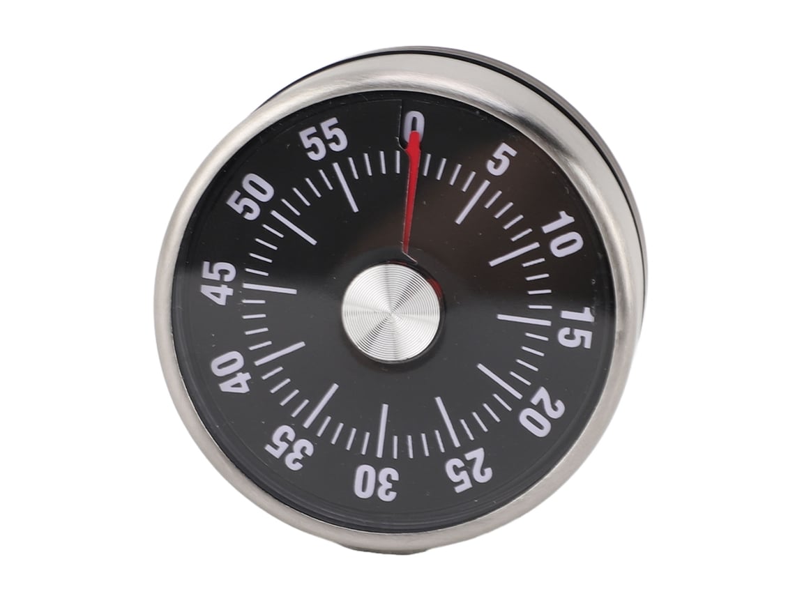 Cronômetro mecânico visual de 60 minutos inox magnético para cozinha, estudo, preto | S/MARCA