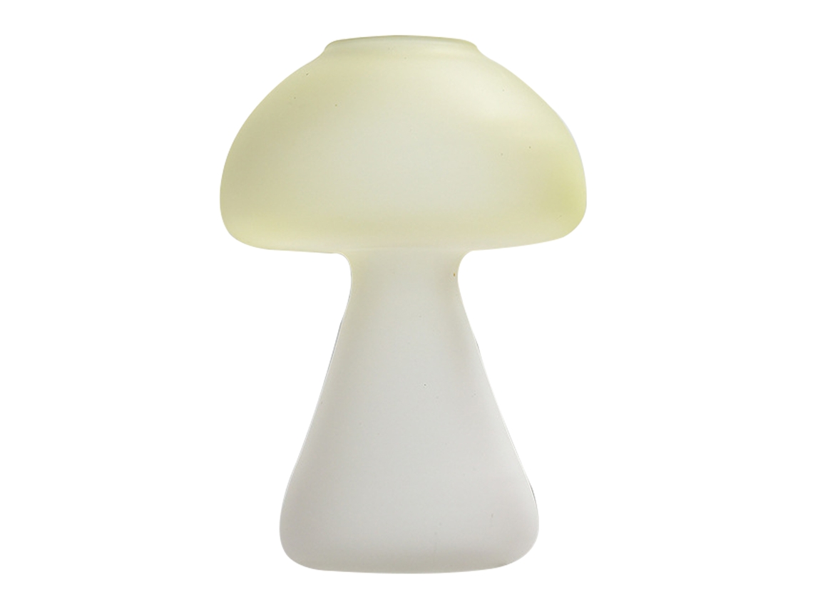 Vaso De Cogumelo Amarelo Clarinho Com Gelo Vidro Transparente Decorativo