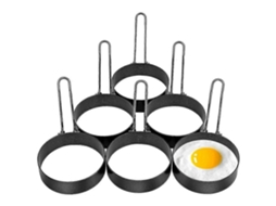 Conjunto De 6 Aros Para Ovos, Aros Redondos De Aço Inoxidável, Moldes Antiaderentes Para Ovos Fritos, Pretos