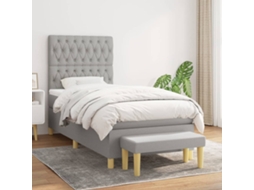 Cama Com Molas/colchão 100x200 Cm Tecido Cinzento-claro