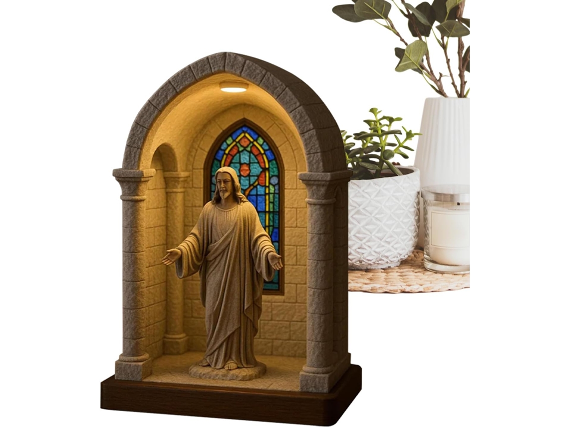 Luminária De Mesa Led Genérica Da Virgem Maria - Luz De Devoção Para Mesa