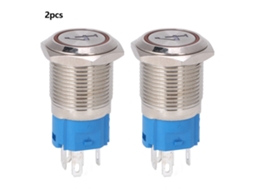 Interruptor De Botão De Pressão De Metal 5 Pinos 16mm Com Luz Auto-resetável 220vac Vermelho 2pcs