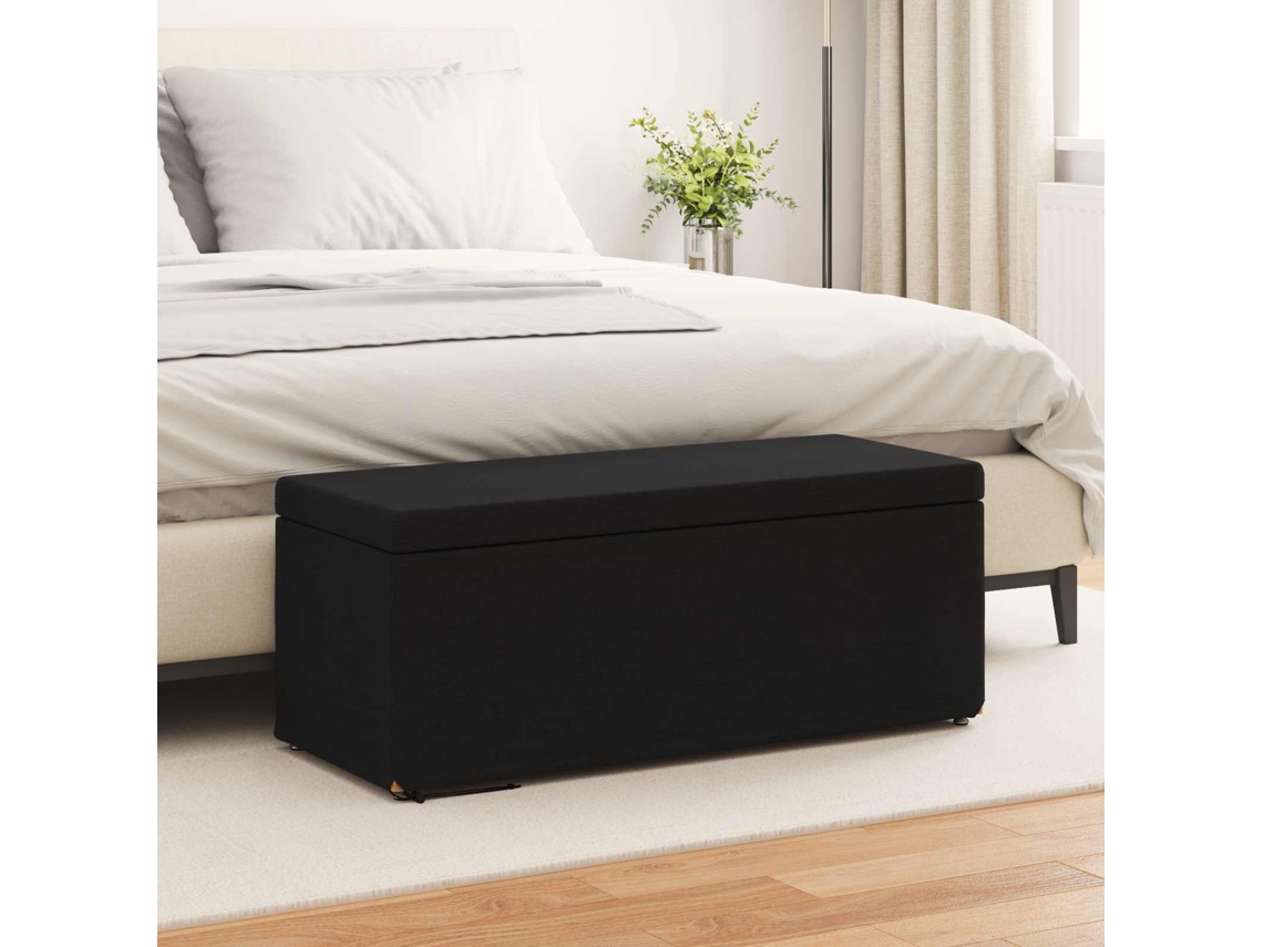 Vidaxl Banqueta Preto 101 X 41 X 40 Cm Tecido E Madeira Engenharia