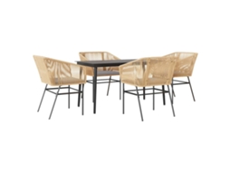 Conjunto de Jantar Jardim 5 Peças com Almofadas e Vidro Vime Pe Castanho MAISON EXCLUSIVE