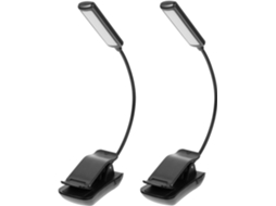 Luminária De Leitura Led Recarregável Lurrose Preta Com Clipe, Design Estável, Iluminação Uniforme, Pacote Com 2 Unidades