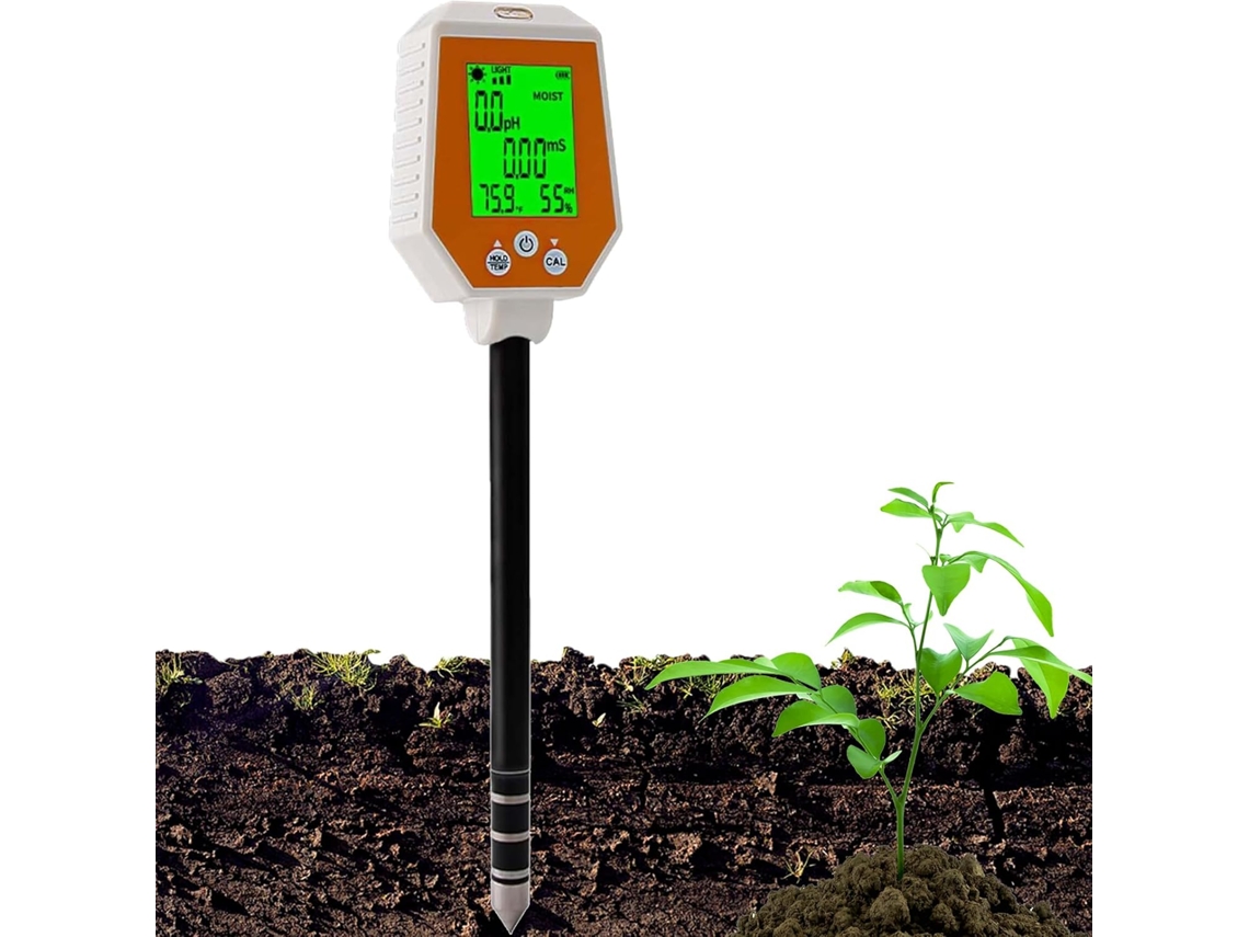 Analisador De Solo 6em 1, Medidor Umidade E Ph, Termômetro Para Plantas, Sensor Luz, Condutividade Elétrica Do