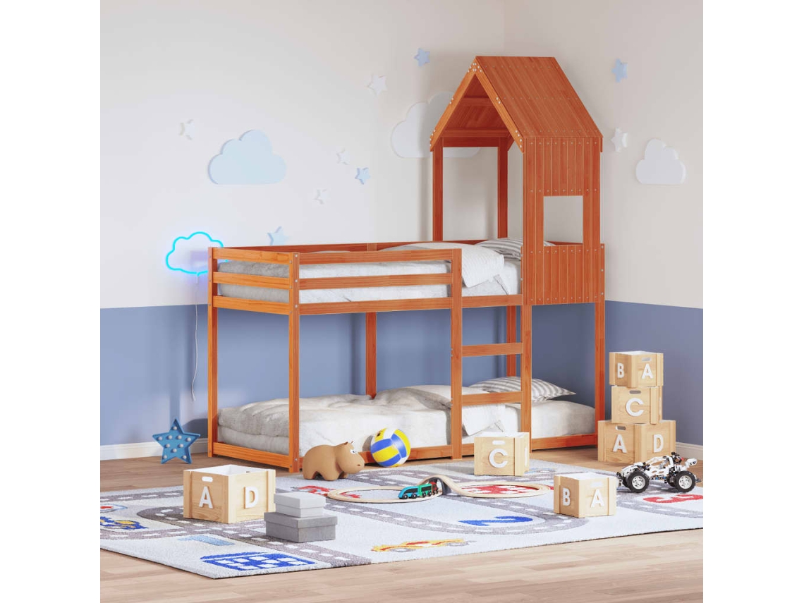 Beliche Com Telhado 90x190 Cm Pinho Maciço Castanho-mel