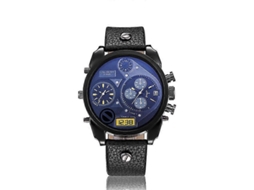 Relógio Masculino Cagarny 6822 Com Calendário Diário, Pulseira, Duplo Fuso Horário, Mostrador Grande E Movimento De Quartzo.