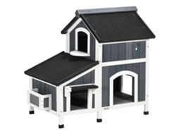 Casinha Madeira Gatos 2 Níveis 96x65x85,5cm Cinza