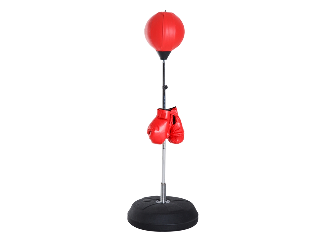 Conjunto boxe com bola de soco, altura ajustável, luvas, 126-144cm vermelho