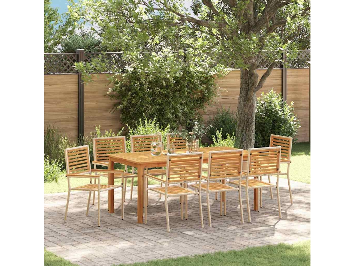 Vidaxl Conjunto De Jantar Para Jardim 9 Unid. Bege