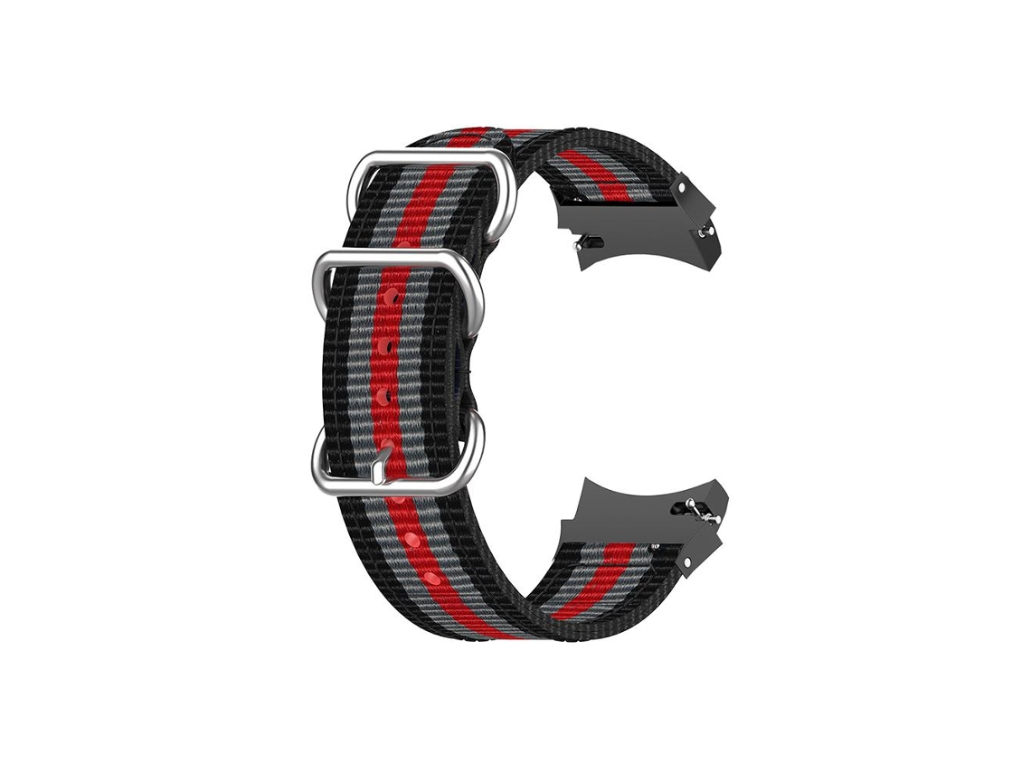 Mali pulseira de Tela de Lona para Smartwatch Watch 4 40/44mm e Classic 46/42mm Cinza, Vermelho e Preto com 5 Listras