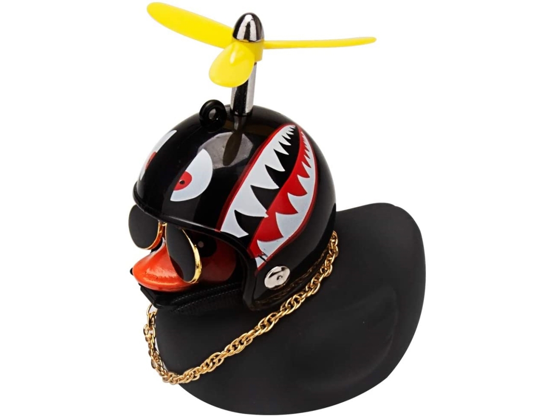 Mali pato Preto com Capacete Decoração Exterior Carro Multiuso Soft Painel Moto Quarto Pvc 9*6cm